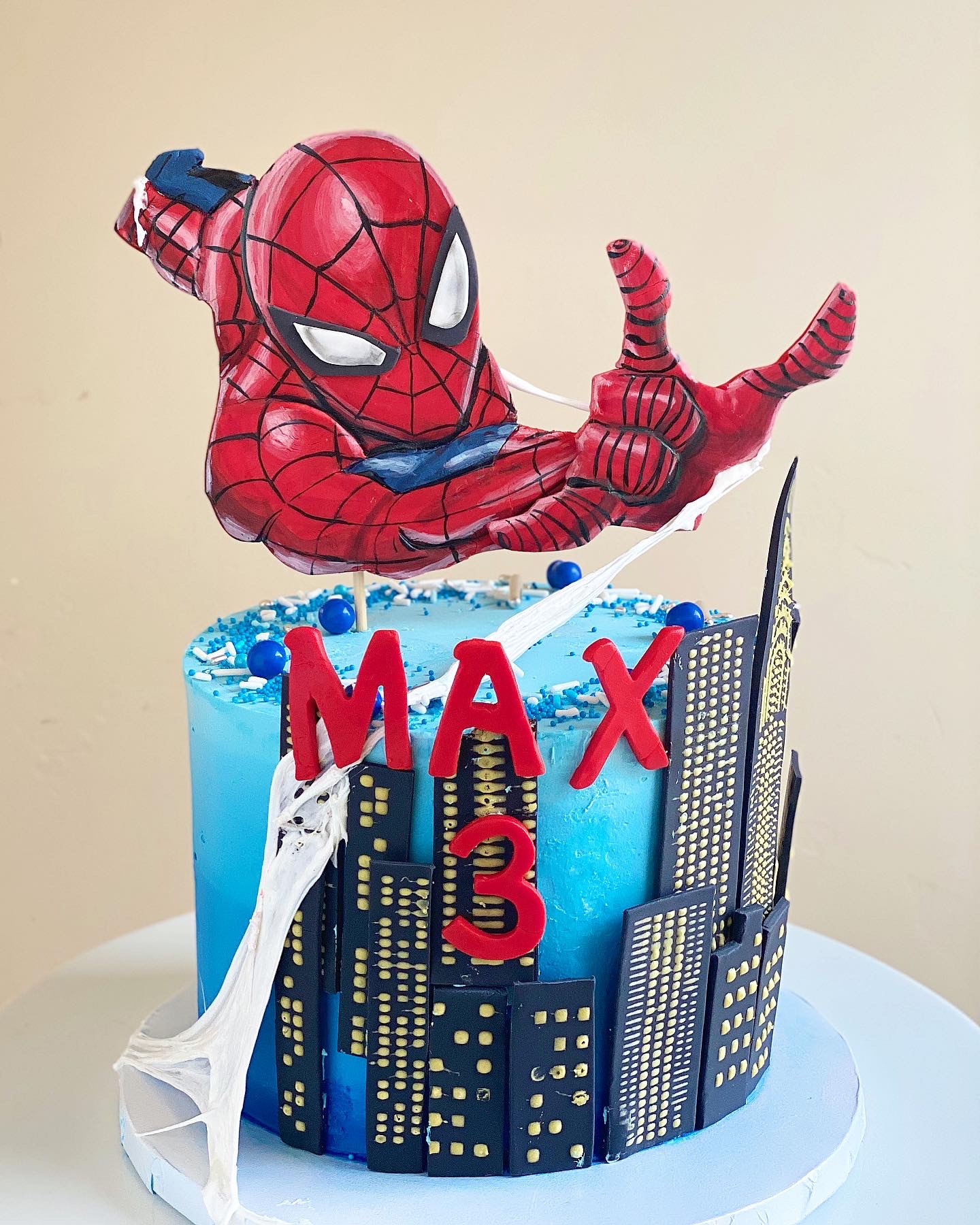 Hand Painted Spiderman Cake